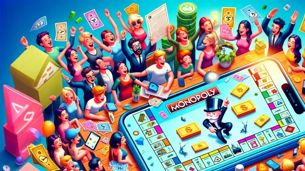 Monopoly Go mobile game playing with friends