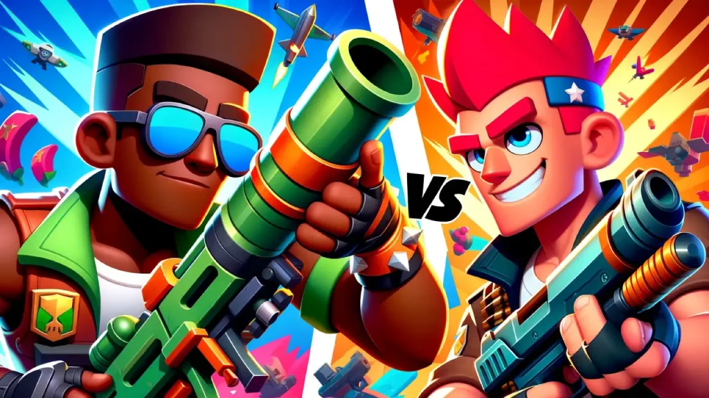 Brawl Stars game, Brock vs Colt illustration