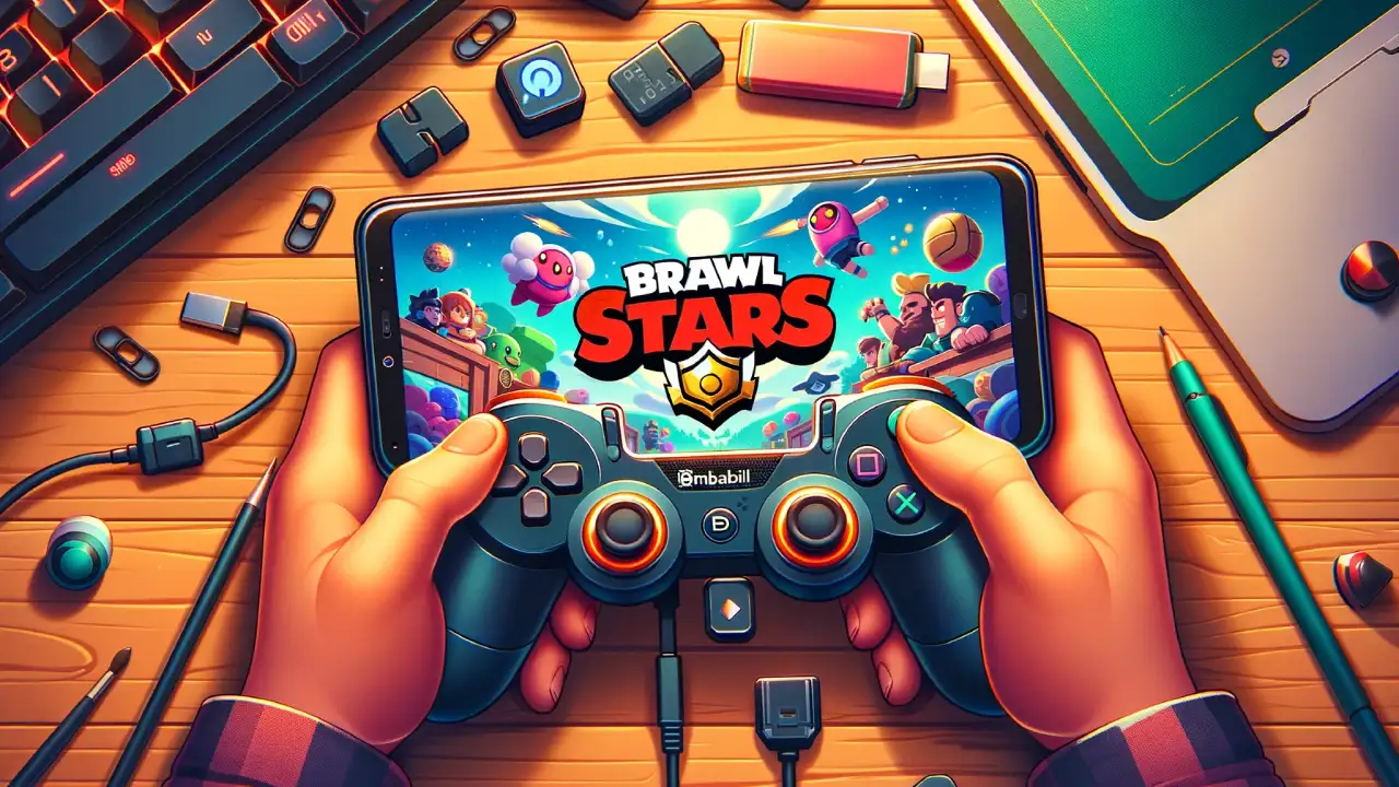 Playing Brawl Stars mobile game with controller