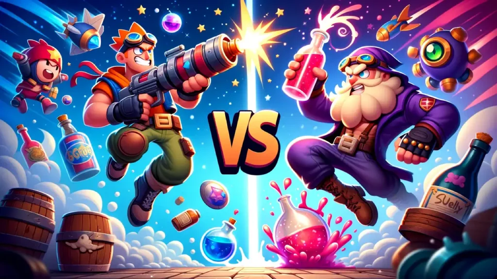 Brawl Stars game, Brock vs Barley illustration