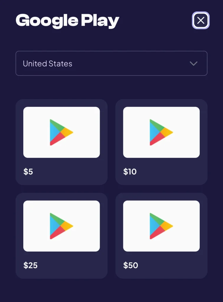 Google Play Gift Card withdrawal